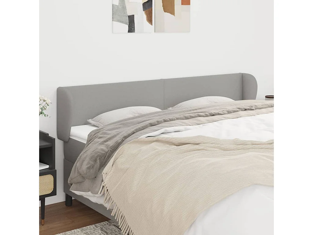 Hoofdbord | Hoofdeinde met randen 163x23x78/88 cm stof lichtgrijs