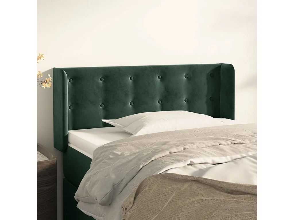 Hoofdbord | Hoofdeinde met randen 93x16x78/88 cm fluweel donkergroen