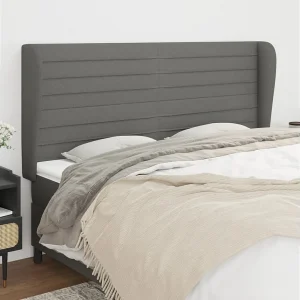 Hoofdbord | Hoofdeinde met randen 163x23x118/128 cm stof donkergrijs