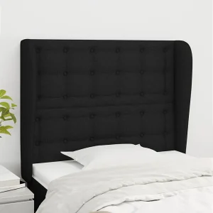 Hoofdbord | Hoofdeinde met randen 103x23x118/128 cm stof zwart Hoofdbord | Hoofdeinde met randen 103x23x118/128 cm stof zwart