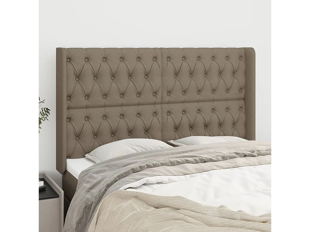 Hoofdbord | Hoofdeinde met randen 163x16x118/128 cm stof taupe