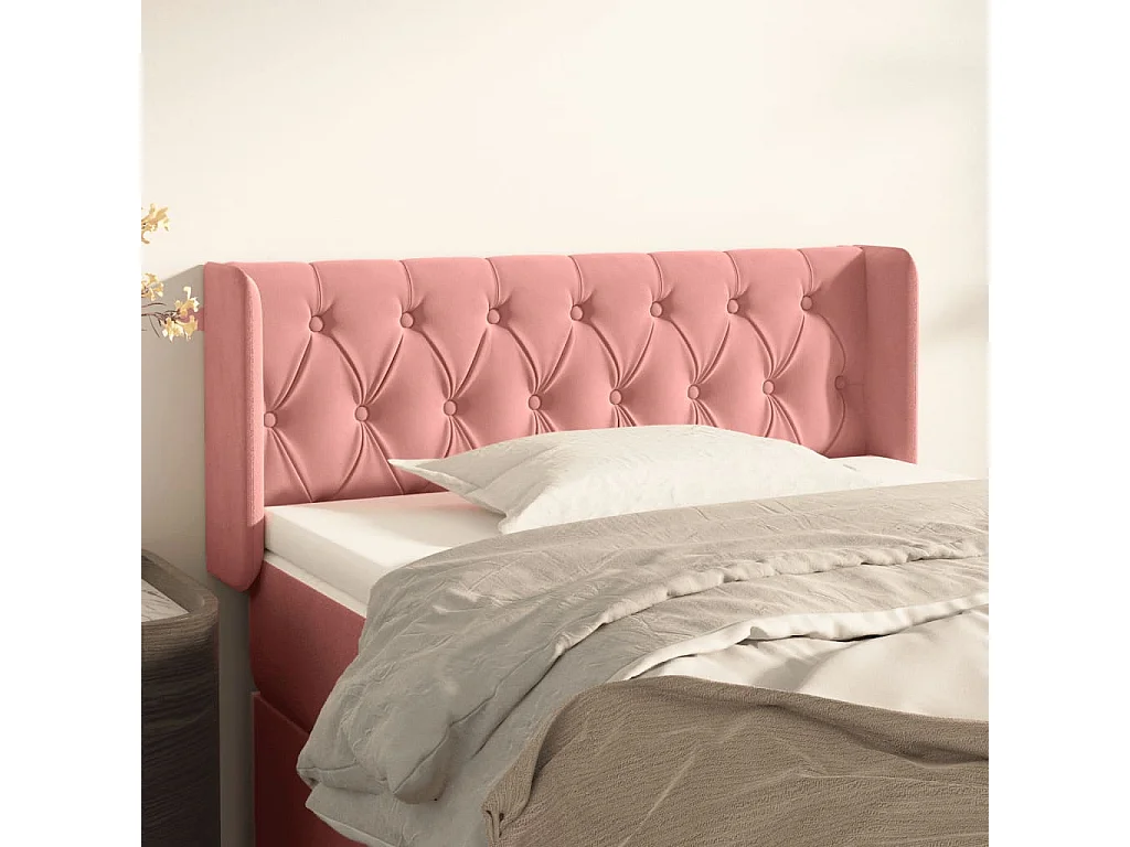 Hoofdbord | Hoofdeinde met randen 93x16x78/88 cm fluweel roze