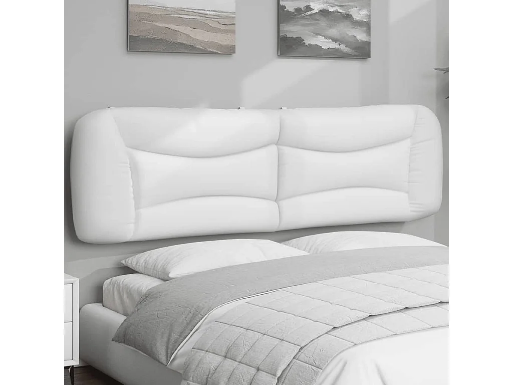 Hoofdbord | Hoofdbordkussen "Hvar" 180 cm kunstleer wit