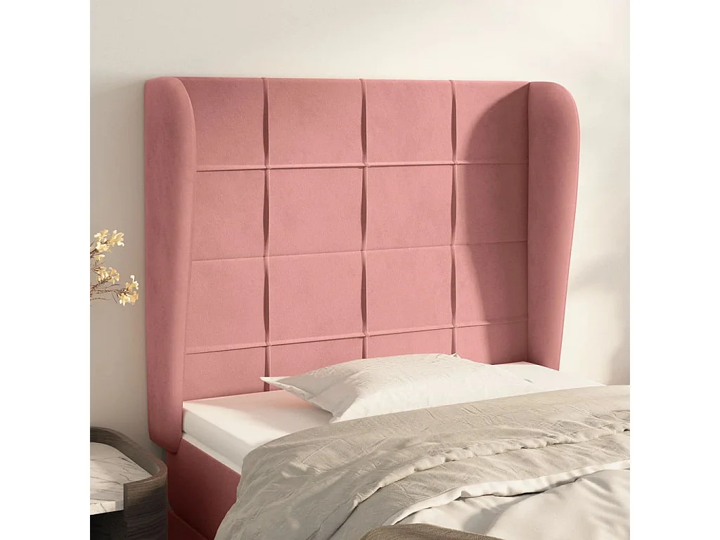 Hoofdbord | Hoofdeinde met randen 93x23x118/128 cm fluweel roze