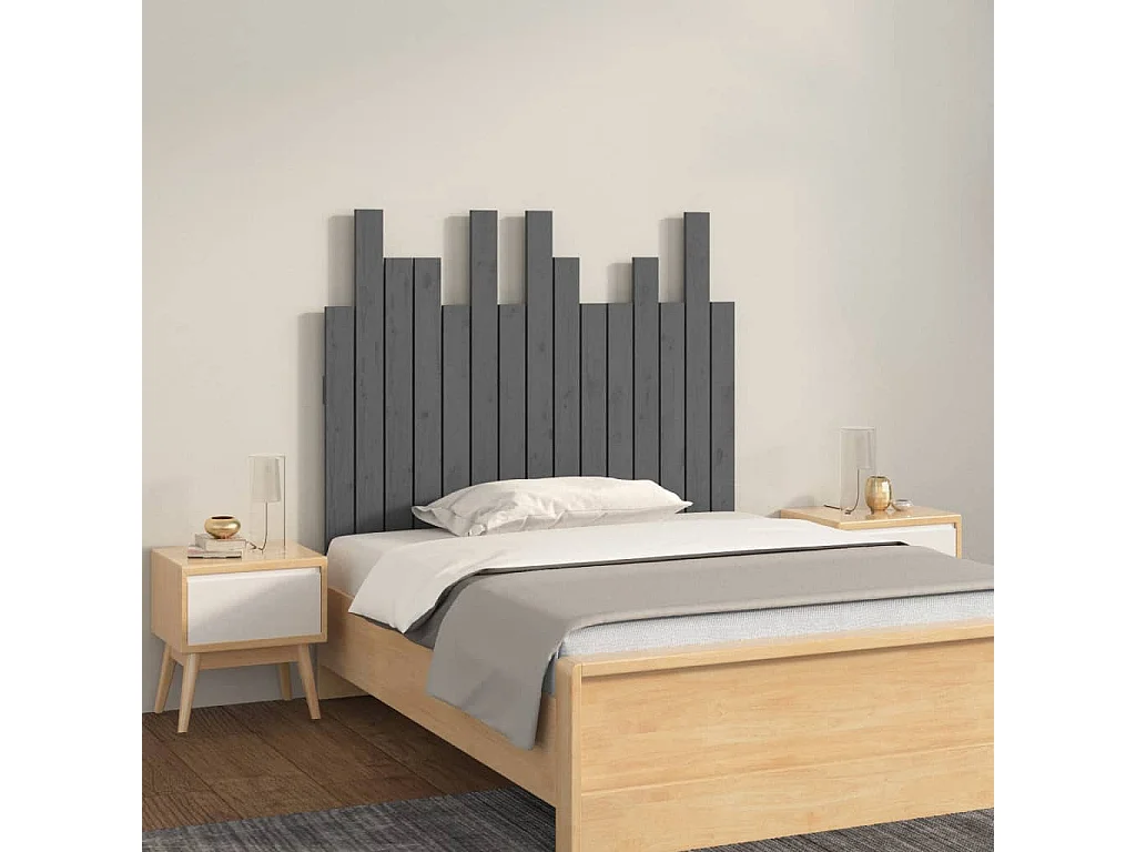 Hoofdbord | Hoofdeinde wandmontage 95,5x3x80 cm massief grenenhout grijs