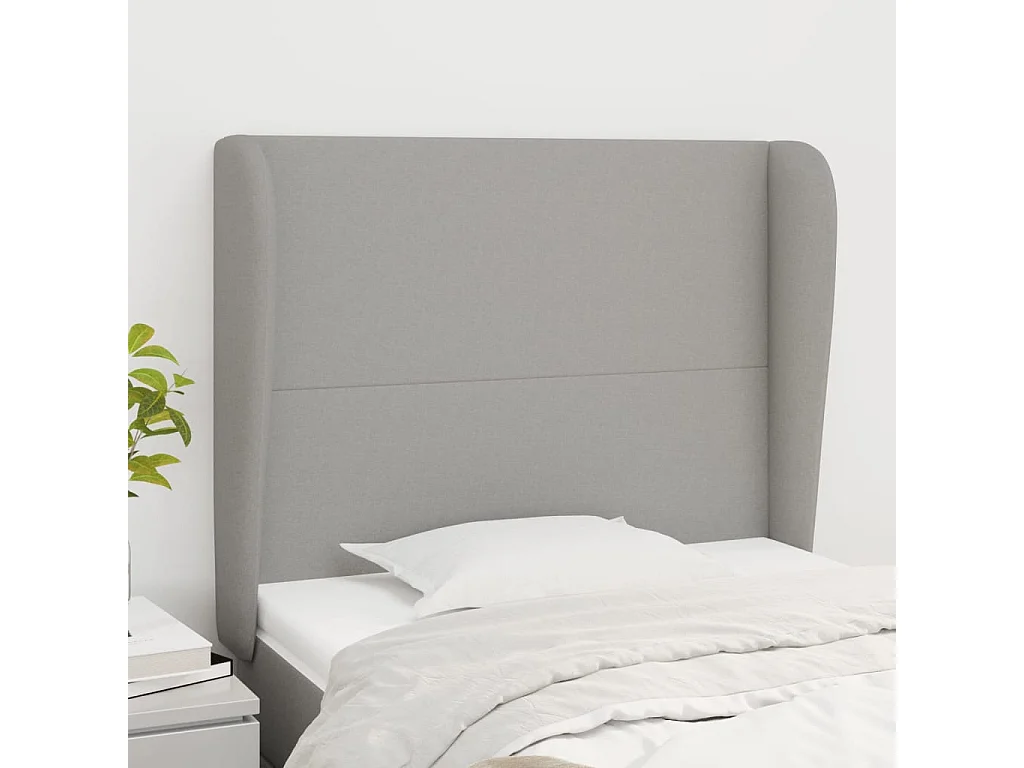 Hoofdbord | Hoofdeinde met randen 93x23x118/128 cm stof lichtgrijs