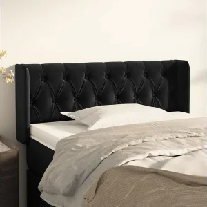Hoofdbord | Hoofdeinde met randen 103x16x78/88 cm fluweel zwart Hoofdbord | Hoofdeinde met randen 103x16x78/88 cm fluweel zwart
