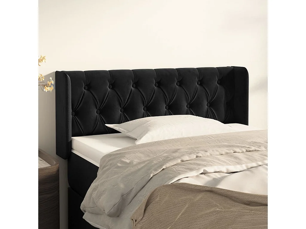 Hoofdbord | Hoofdeinde met randen 103x16x78/88 cm fluweel zwart