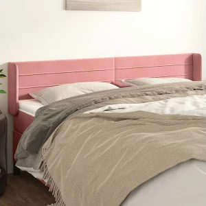 Hoofdbord | Hoofdeinde met randen 183x16x78/88 cm fluweel roze