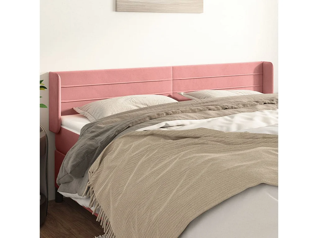Hoofdbord | Hoofdeinde met randen 183x16x78/88 cm fluweel roze