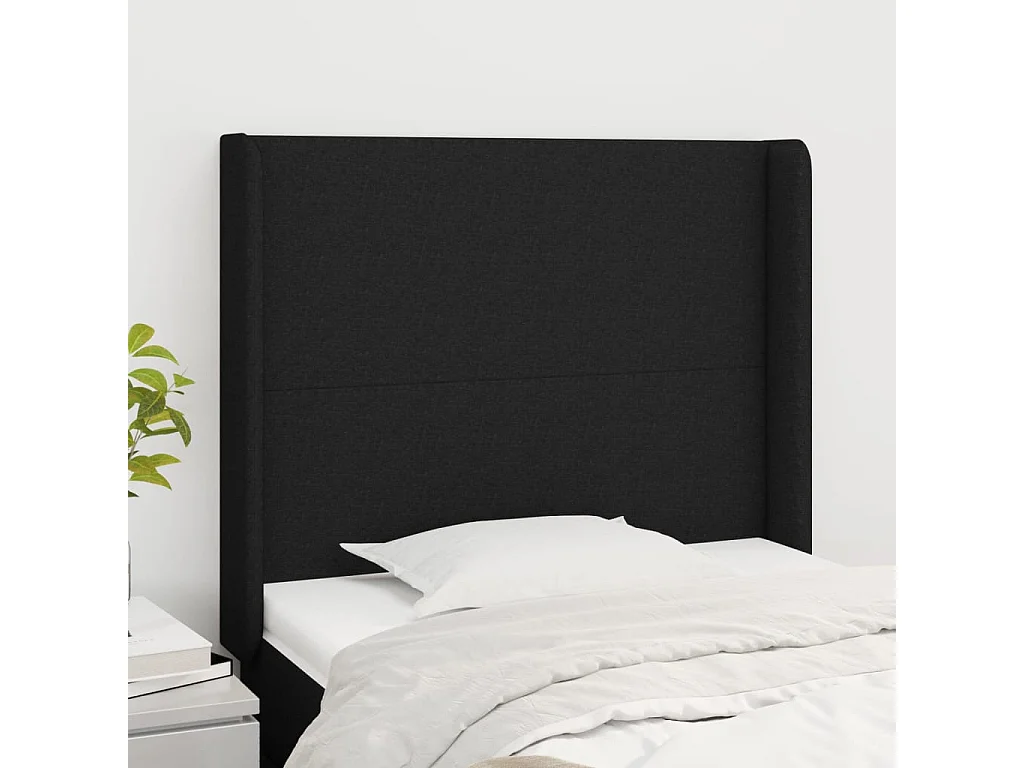 Hoofdbord | Hoofdeinde met randen 103x16x118/128 cm stof zwart