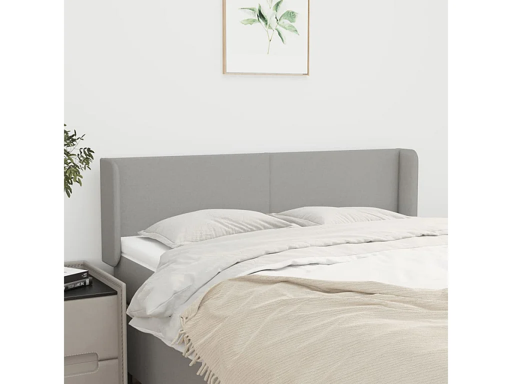 Hoofdbord | Hoofdeinde met randen 147x16x78/88 cm stof lichtgrijs
