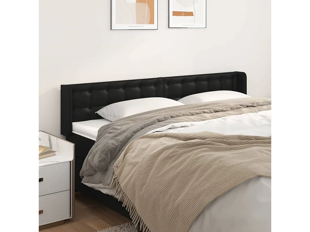 Hoofdbord | Hoofdeinde met randen 163x16x78/88 cm kunstleer zwart