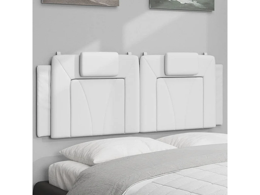 Hoofdbord | Hoofdbordkussen "Viana" 140 cm kunstleer wit