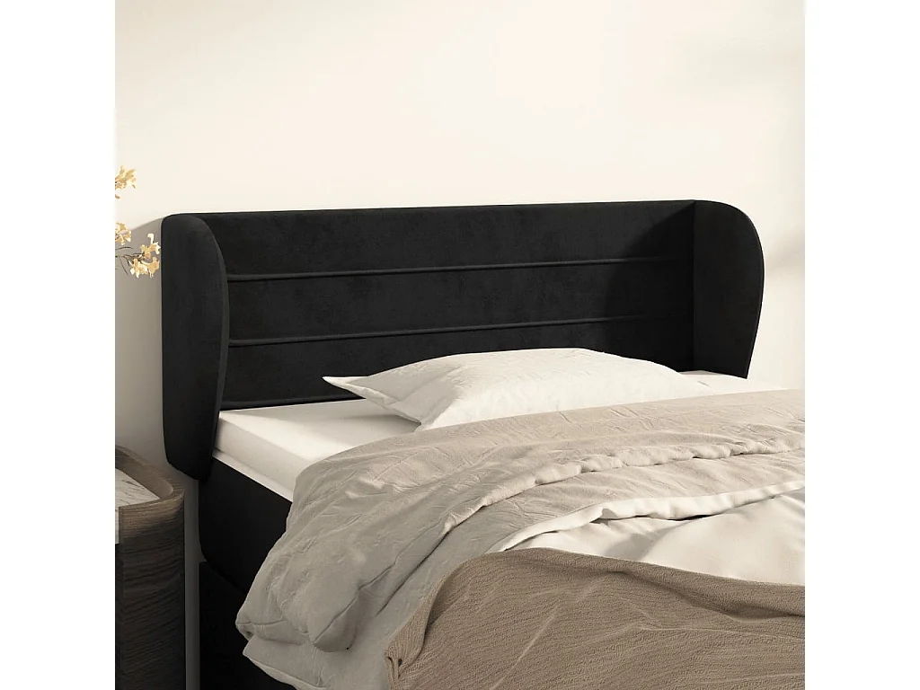 Hoofdbord | Hoofdeinde met randen 93x23x78/88 cm fluweel zwart