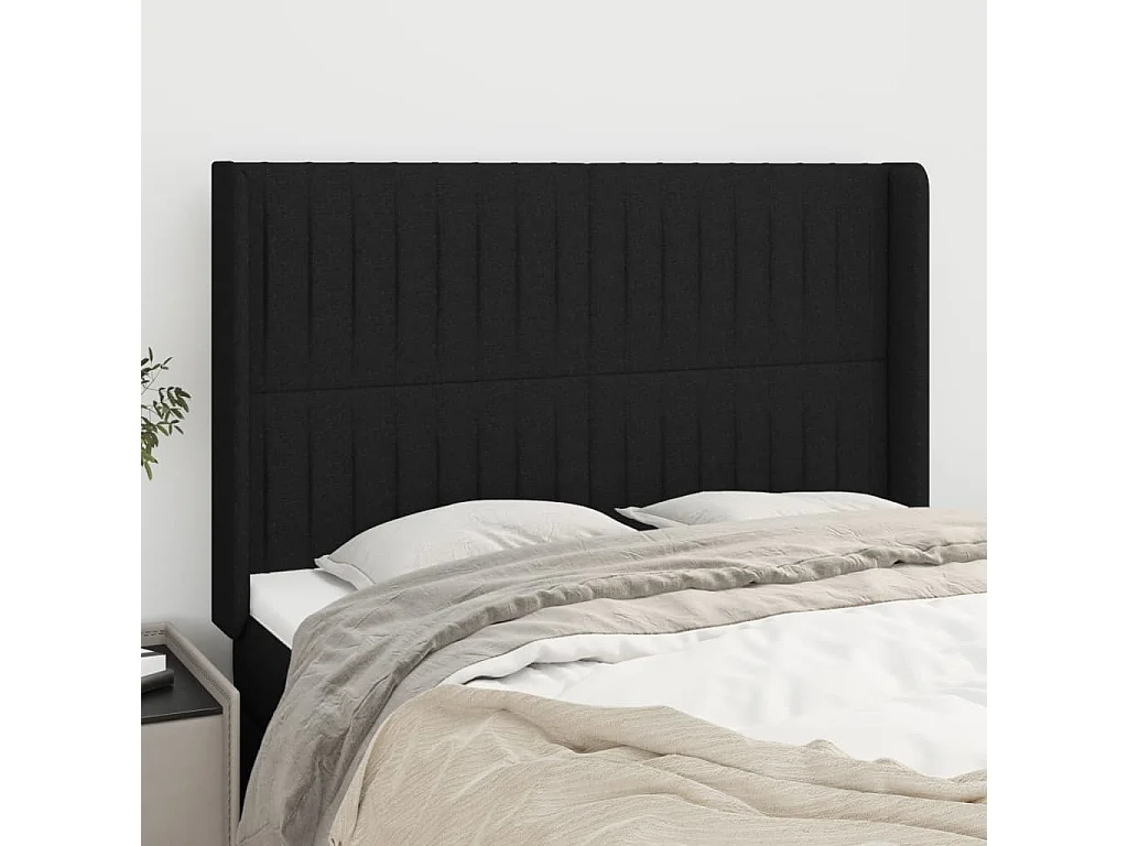 Hoofdbord | Hoofdeinde met randen 147x16x118/128 cm stof zwart