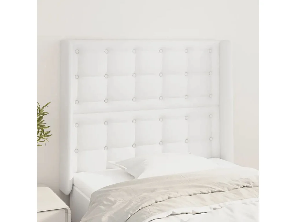 Hoofdbord | Hoofdeinde met randen 103x16x118/128 cm kunstleer wit