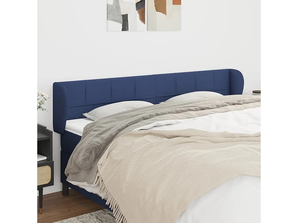 Hoofdbord | Hoofdeinde met randen 163x23x78/88 cm stof blauw