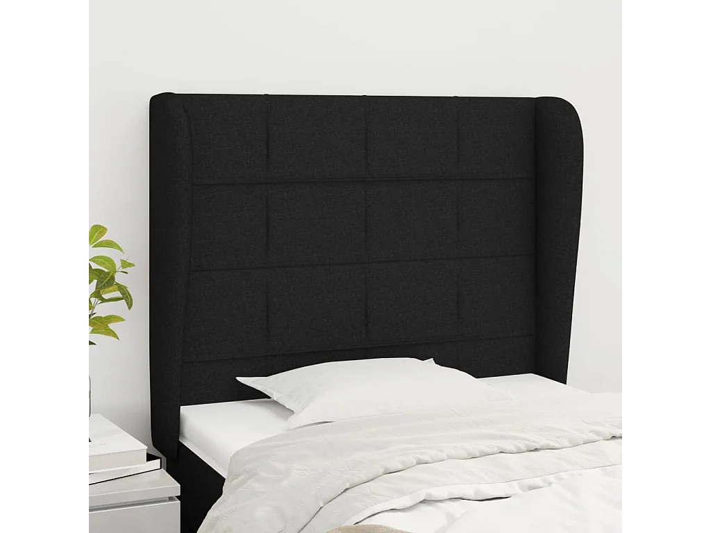 Hoofdbord | Hoofdeinde met randen 93x23x118/128 cm stof zwart