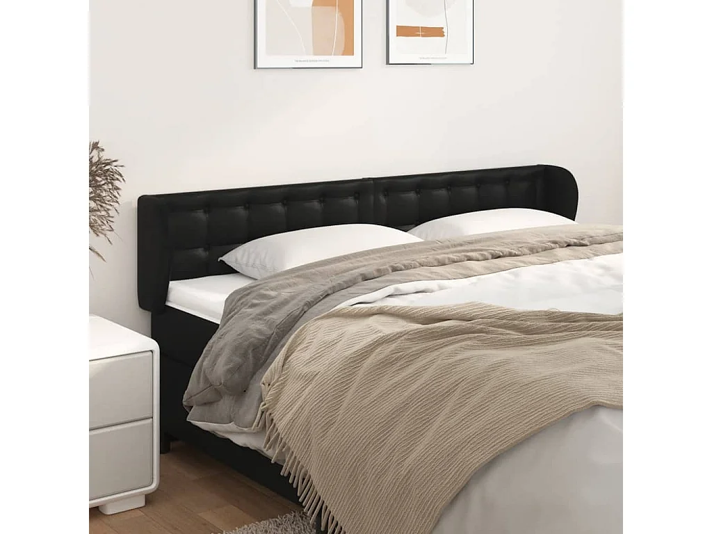 Hoofdbord | Hoofdeinde met randen 163x23x78/88 cm kunstleer zwart