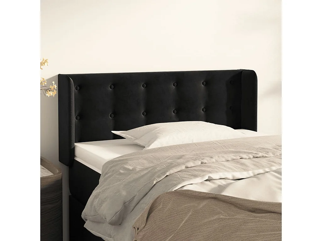 Hoofdbord | Hoofdeinde met randen 93x16x78/88 cm fluweel zwart