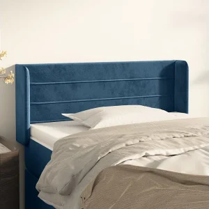 Hoofdbord | Hoofdeinde met randen 103x16x78/88 cm fluweel donkerblauw Hoofdbord | Hoofdeinde met randen 103x16x78/88 cm fluweel donkerblauw