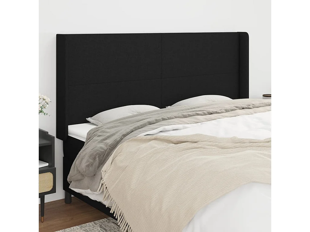 Hoofdbord | Hoofdeinde met randen 183x16x118/128 cm stof zwart