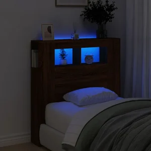 Hoofdbord | Hoofdeinde met LED 100×18,5×103,5 cm bewerkt hout bruineiken Hoofdbord | Hoofdeinde met LED 100×18,5×103,5 cm bewerkt hout bruineiken