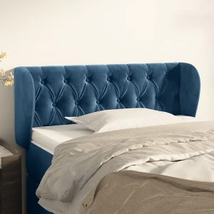 Hoofdbord | Hoofdeinde met randen 103x23x78/88 cm fluweel donkerblauw Hoofdbord | Hoofdeinde met randen 103x23x78/88 cm fluweel donkerblauw