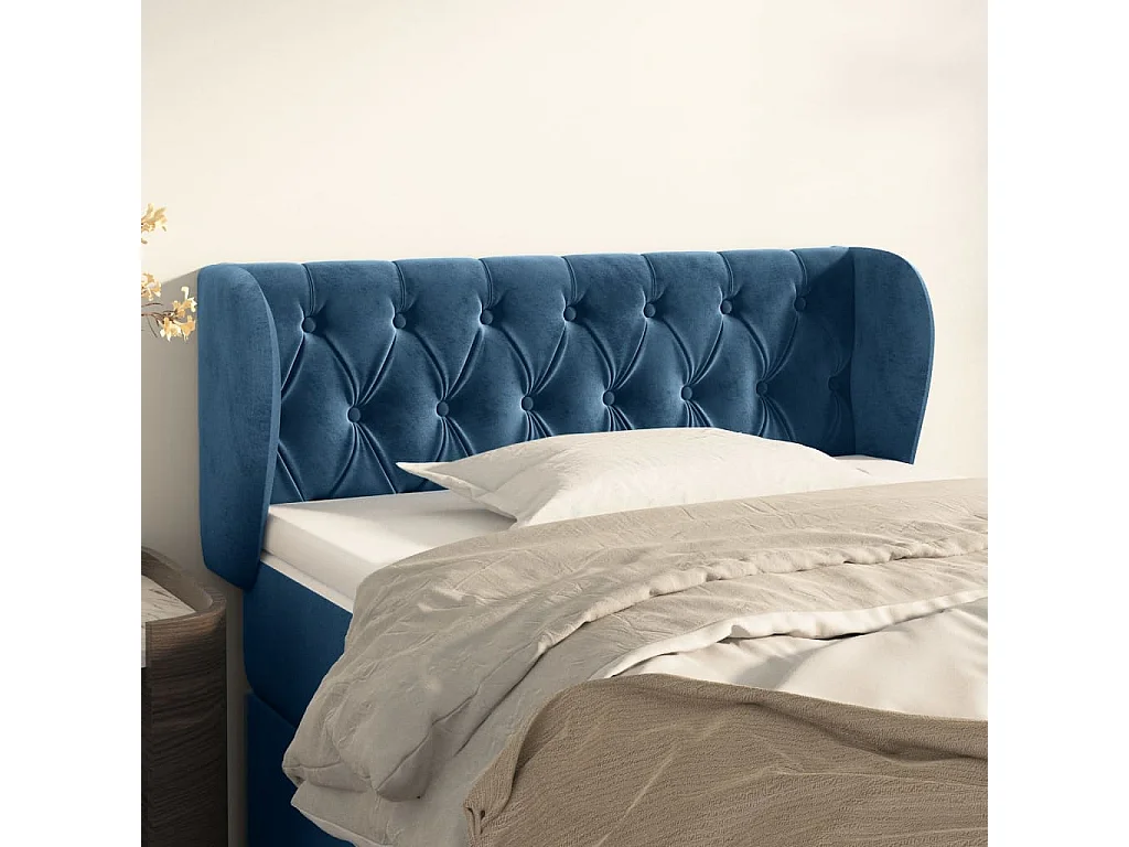 Hoofdbord | Hoofdeinde met randen 103x23x78/88 cm fluweel donkerblauw
