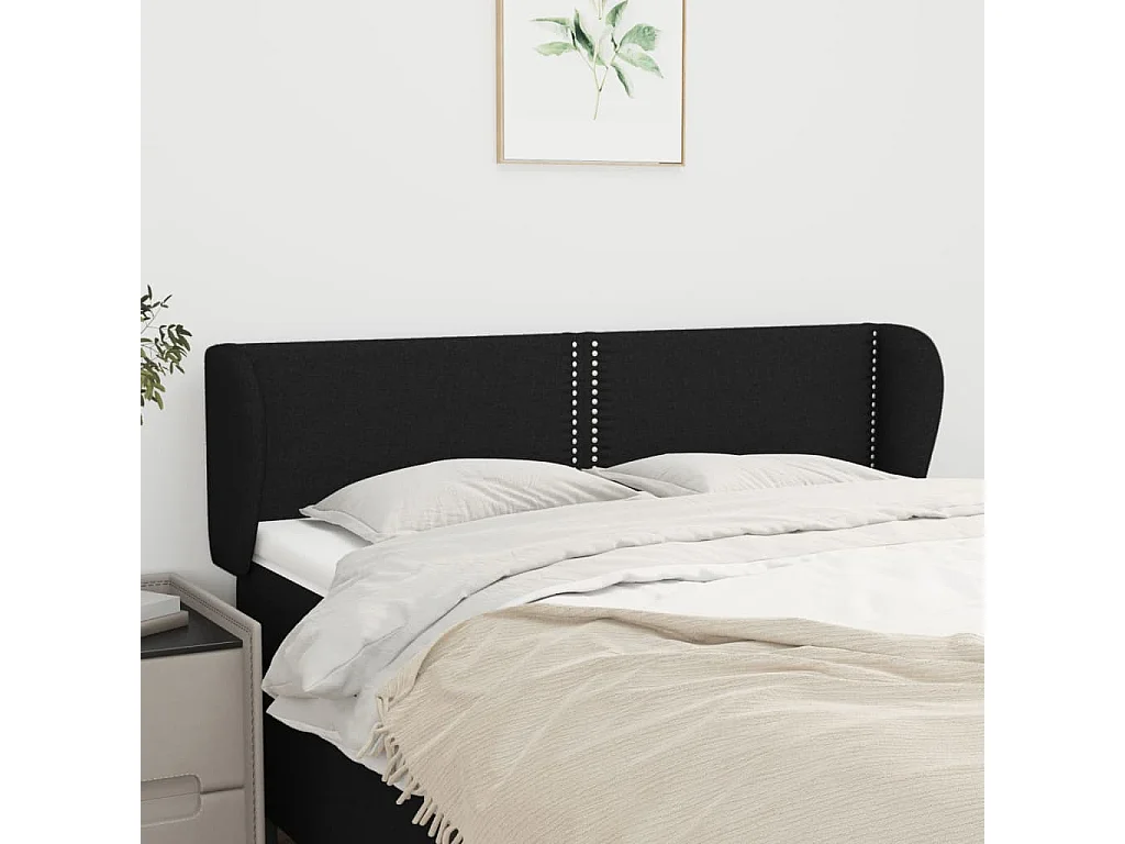 Hoofdbord | Hoofdeinde met randen 147x23x78/88 cm stof zwart