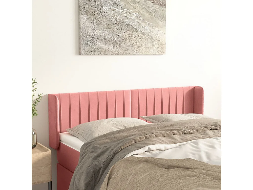 Hoofdbord | Hoofdeinde met randen 147x16x78/88 cm fluweel roze