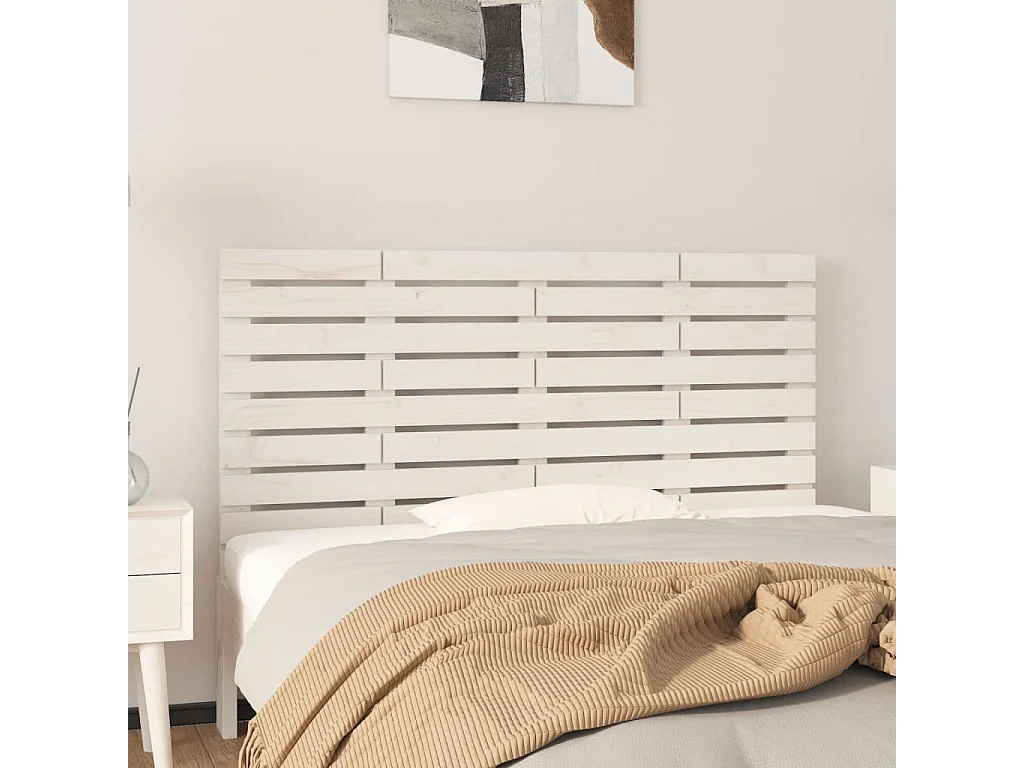 Hoofdbord | Hoofdeinde wandmontage 126x3x63 cm massief grenenhout wit