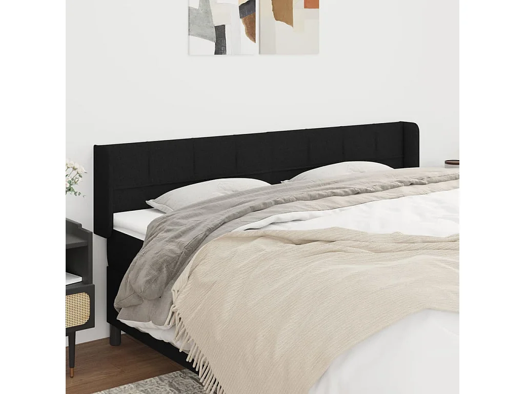 Hoofdbord | Hoofdeinde met randen 163x16x78/88 cm stof zwart