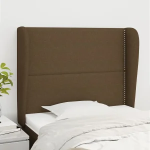 Hoofdbord | Hoofdeinde met randen 103x23x118/128 cm stof donkerbruin