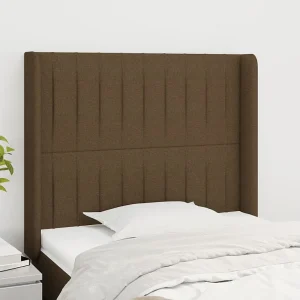 Hoofdbord | Hoofdeinde met randen 103x16x118/128 cm stof donkerbruin