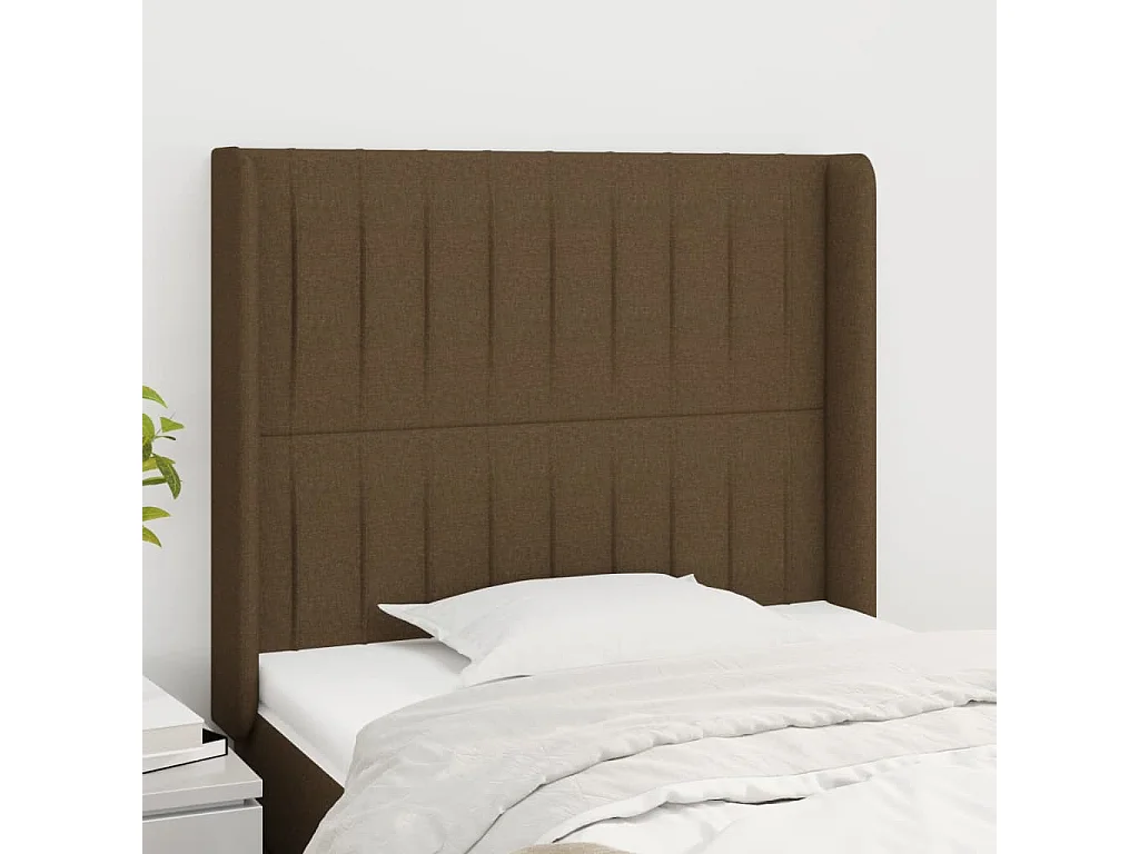 Hoofdbord | Hoofdeinde met randen 103x16x118/128 cm stof donkerbruin