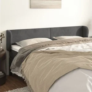 Hoofdbord | Hoofdeinde met randen 163x23x78/88 cm fluweel donkergrijs