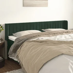 Hoofdbord | Hoofdeinde met randen 203x16x78/88 cm fluweel donkergroen