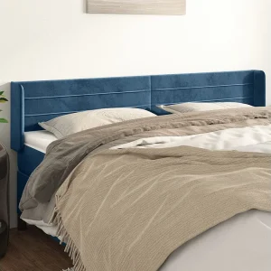 Hoofdbord | Hoofdeinde met randen 183x16x78/88 cm fluweel donkerblauw