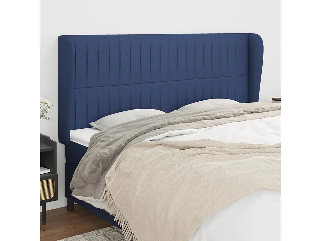 Hoofdbord | Hoofdeinde met randen 163x23x118/128 cm stof blauw