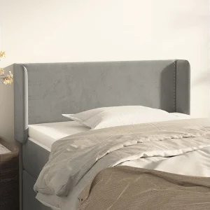 Hoofdbord | Hoofdeinde met randen 103x16x78/88 cm fluweel lichtgrijs Hoofdbord | Hoofdeinde met randen 103x16x78/88 cm fluweel lichtgrijs