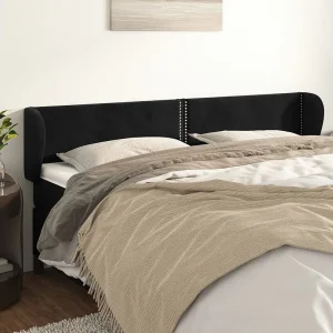 Hoofdbord | Hoofdeinde met randen 183x23x78/88 cm fluweel zwart