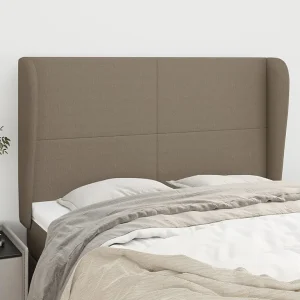 Hoofdbord | Hoofdeinde met randen 147x23x118/128 cm stof taupe Hoofdbord | Hoofdeinde met randen 147x23x118/128 cm stof taupe