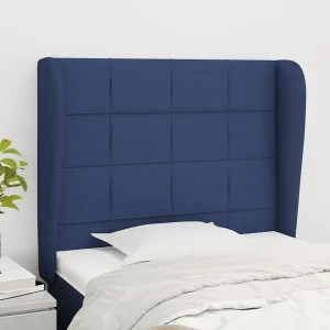 Hoofdbord | Hoofdeinde met randen 103x23x118/128 cm stof blauw Hoofdbord | Hoofdeinde met randen 103x23x118/128 cm stof blauw