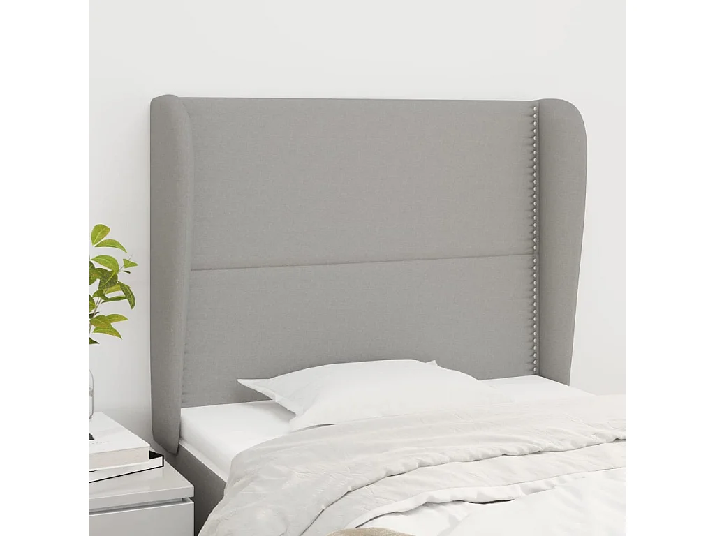 Hoofdbord | Hoofdeinde met randen 93x23x118/128 cm stof lichtgrijs