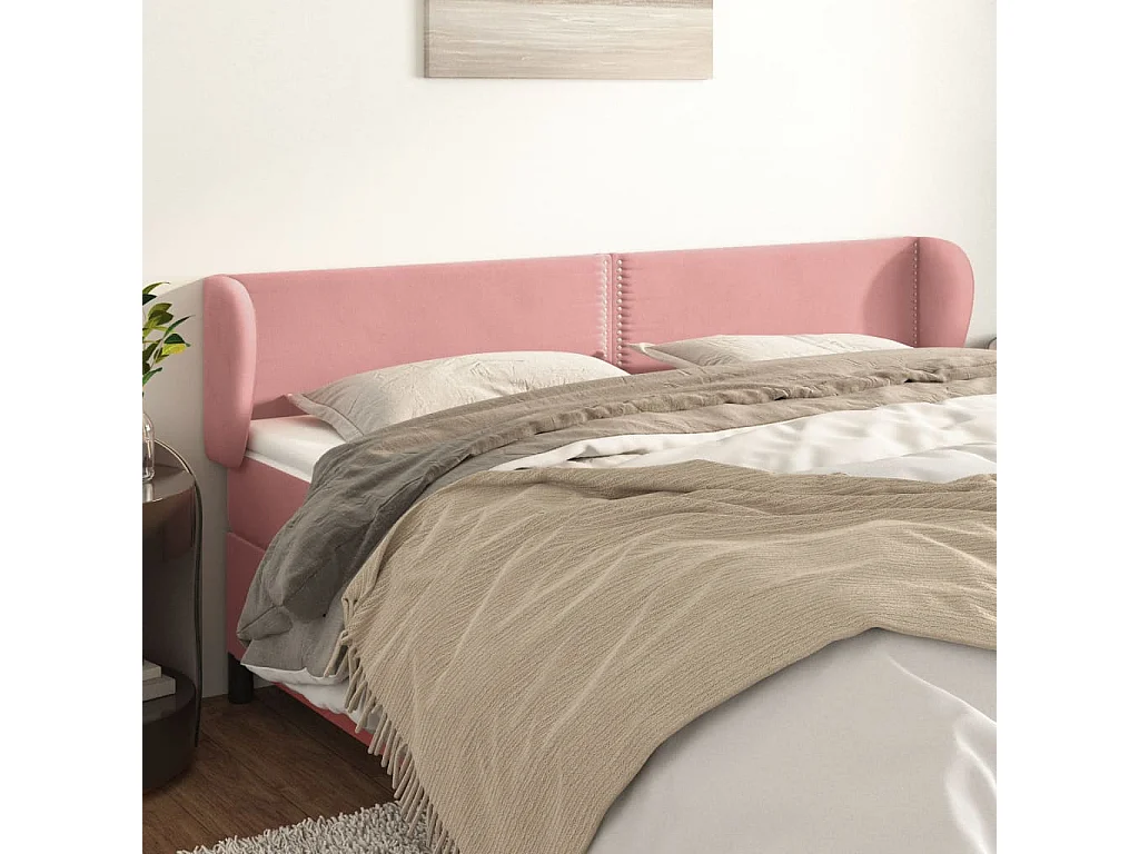 Hoofdbord | Hoofdeinde met randen 163x23x78/88 cm fluweel roze