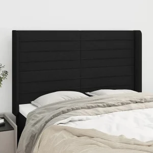 Hoofdbord | Hoofdeinde met randen 147x16x118/128 cm stof zwart