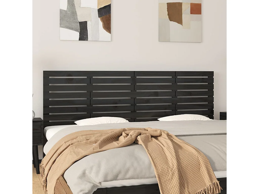 Hoofdbord | Hoofdeinde wandmontage 166x3x63 cm massief grenenhout zwart