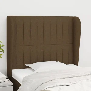 Hoofdbord | Hoofdeinde met randen 103x23x118/128 cm stof donkerbruin